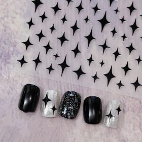 Embossed Black-and-white Butterfly Rose Nail Stickers (Option: Color05402)