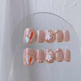 Pearl Floret Removable Nail Patch (Option: Ultra short square circle-L)