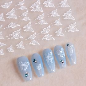 Embossed Black-and-white Butterfly Rose Nail Stickers (Option: Color06501)