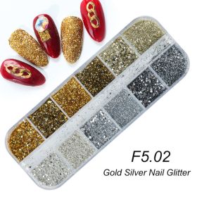 Nail Gold And Silver Glitter Laser Sequins (Option: 12grids F5.02)