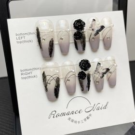 Camellia Series Hand-worn Armor Removable Nail Stickers (Option: 395 Mid Length Ladder A-S Small)