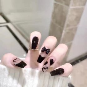 Hand-painted Black Long T Nail Art Patch (Option: Black-S)