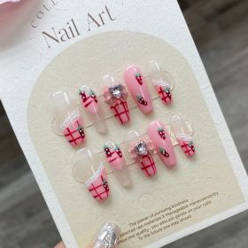 Handmade Real Shot Nail Stickers Fake Removable Finished UV Patch (Option: XS-730 Ultra Short Ladder A)