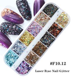 Nail Gold And Silver Glitter Laser Sequins (Option: 12Grids F10.12)