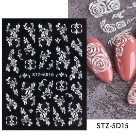 Three-dimensional Carved Rose Pattern Relief Nail Ornament (Option: STZ5D15)