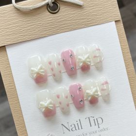 Handmade Real Shot Nail Stickers Fake Removable Finished UV Patch (Option: M-736 Short Ladder A)