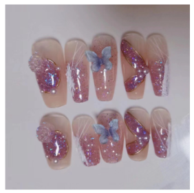 Camellia Series Hand-worn Armor Removable Nail Stickers (Option: Short Ladder A-M Medium)