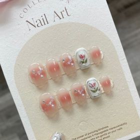 Handmade Real Shot Nail Stickers Fake Removable Finished UV Patch (Option: XS-716 Ultra Short Ladder A)