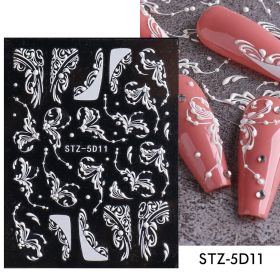 Three-dimensional Carved Rose Pattern Relief Nail Ornament (Option: STZ5D11)