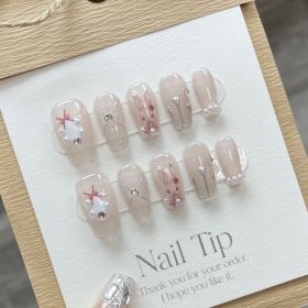 Handmade Real Shot Nail Stickers Fake Removable Finished UV Patch (Option: XS-731 Mid Length Ladder A)