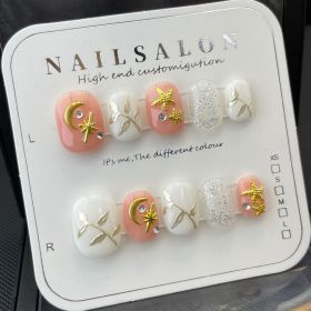 Handmade Real Shot Nail Stickers Fake Removable Finished UV Patch (Option: XS-720 Short Round A)