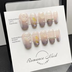 Camellia Series Hand-worn Armor Removable Nail Stickers (Option: 397 Short Ladder A-S Small)