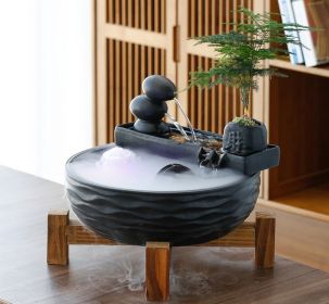 Office Desktop Water Fountain Decoration (Option: Black-Atomize-US)