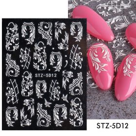 Three-dimensional Carved Rose Pattern Relief Nail Ornament (Option: STZ5D12)