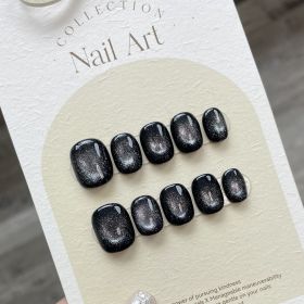 Handmade Real Shot Nail Stickers Fake Removable Finished UV Patch (Option: XS-733 Short Round A)