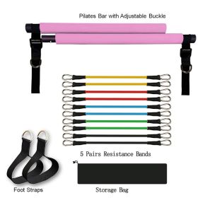 Fitness Yoga Pilates Bar Portable Gym Accessories Sport Elastic Bodybuilding Resistance Bands For Home Trainer Workout Equipment (Color: Pink)