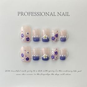 Wearing Handmade Phototherapy Nail Patches (Option: Hand painted small flowers-L)