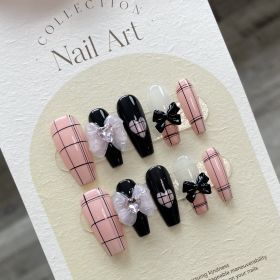 Handmade Real Shot Nail Stickers Fake Removable Finished UV Patch (Option: XS-737 Short Ladder A)