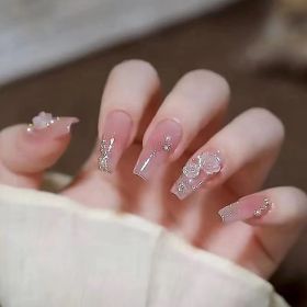 Camellia Series Hand-worn Armor Removable Nail Stickers (Option: 337 Mid Length Ladder A-S Small)